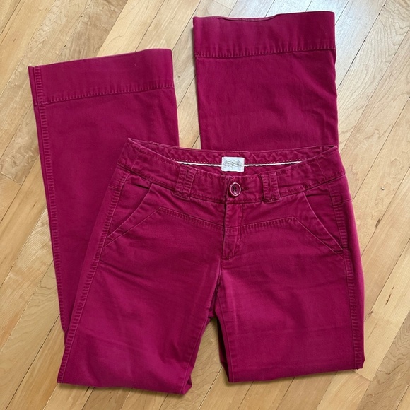 Anthropologie Cidra Burgundy Red Low Rise Boot Cut Jeans Size 4 - Picture 1 of 7